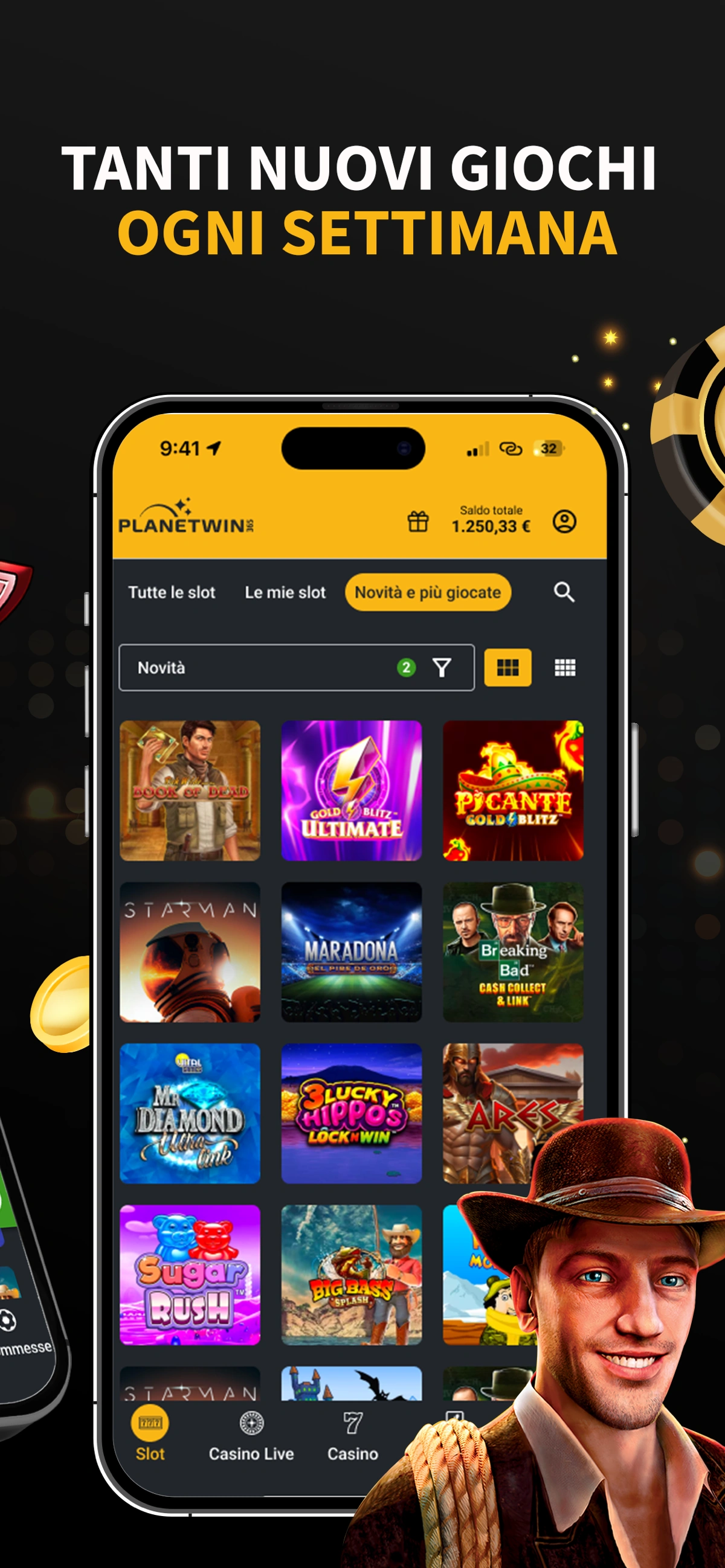 Schermata ufficiale con ulteriori titoli del catalogo nell’app Casinò & Slot